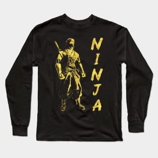 Ninja Silhouette Abstract Japanese Art of a Legendary Mythical Warrior Long Sleeve T-Shirt